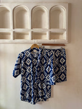 Load image into Gallery viewer, Blue diamond Ikat shorts
