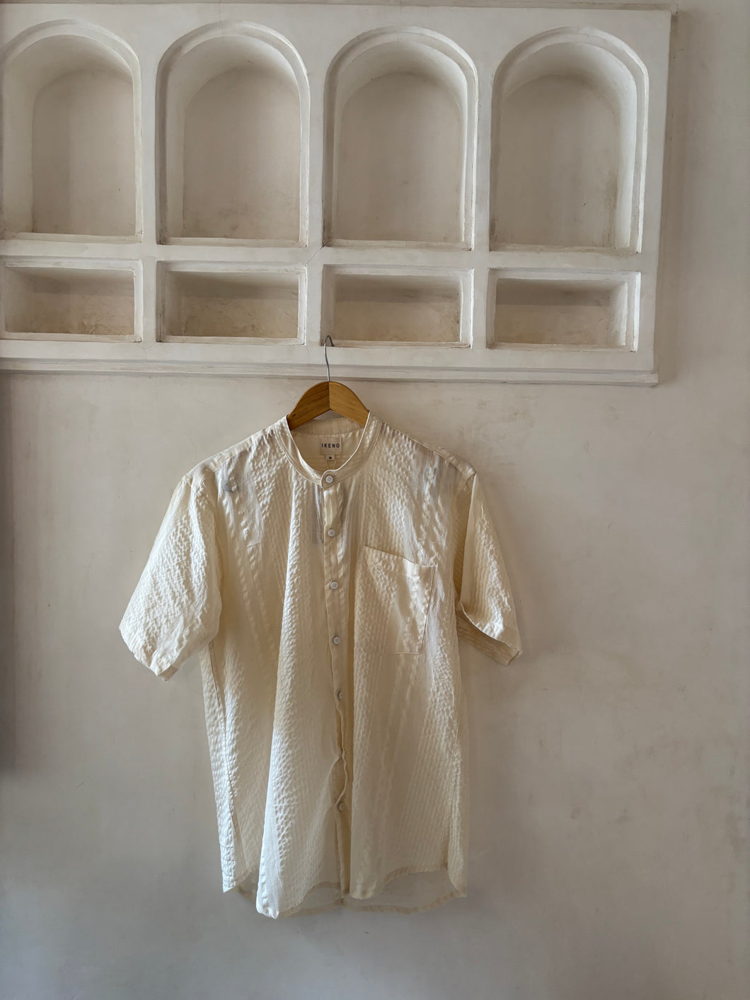 Cream seersucker shirt