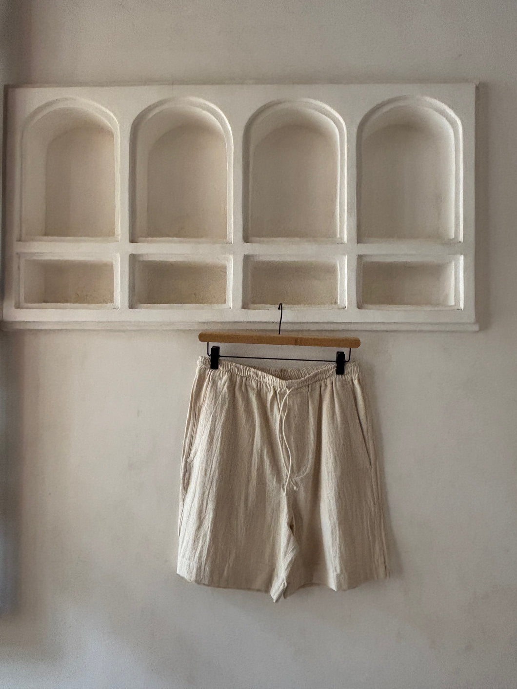Cream cotton shorts